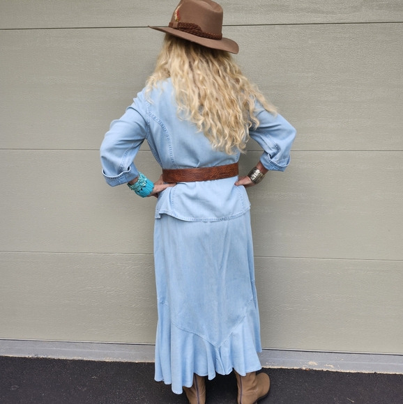Emma James Ex Cond Pro Cleaned Light Blue Maxi Denim Skirt & Jacket, Large, $60 - Picture 9 of 16